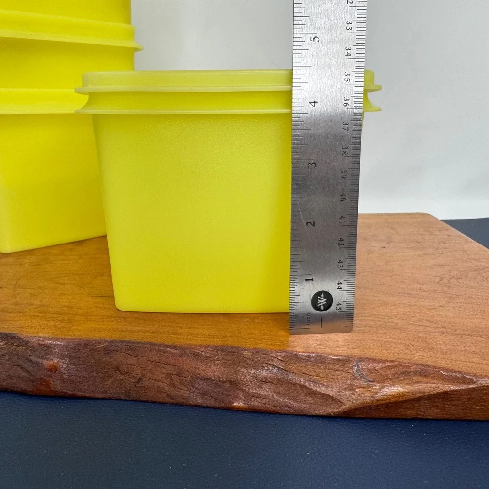 Vintage Tupperware Yellow Shelf Saver Canisters & Lids 1243 & 1244 Set of 6